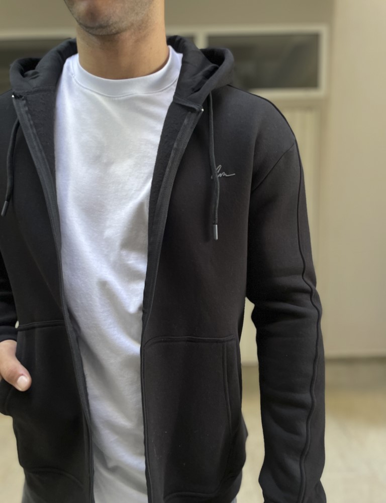 Ανδρική μαύρη ζακέτα φούτερ 4277 φωτογραφία